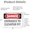 Signmission Entrance To Elevator Pit Danger Sign, Vinyl Decal, 7in W x 5in L, 2PK OS-2PACK-DS-D-57-L-1654 - alternate 5